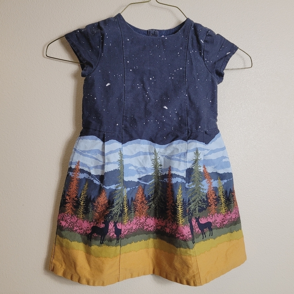 Genuine from Oshkosh Girls Star Night Sky Forest All Over Scene Dress 4t